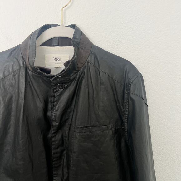 [WRK] Work.Rest.Karma Dark Brown Coated Linen Cargo Bush Coat Jacket Sz Medium M - Picture 7 of 12